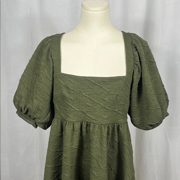 Free People Lily Violet Mini Dress in Olive Smoke. - Picture 6 of 11